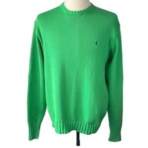 Polo Ralph Lauren Vintage Classic Cotton Crewneck Green Knit Sweater